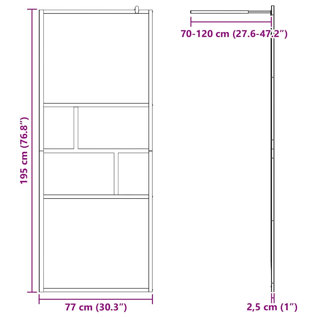 Inloopdouchewand 80 X 195 X 0.5 Cm Glas En Aluminium