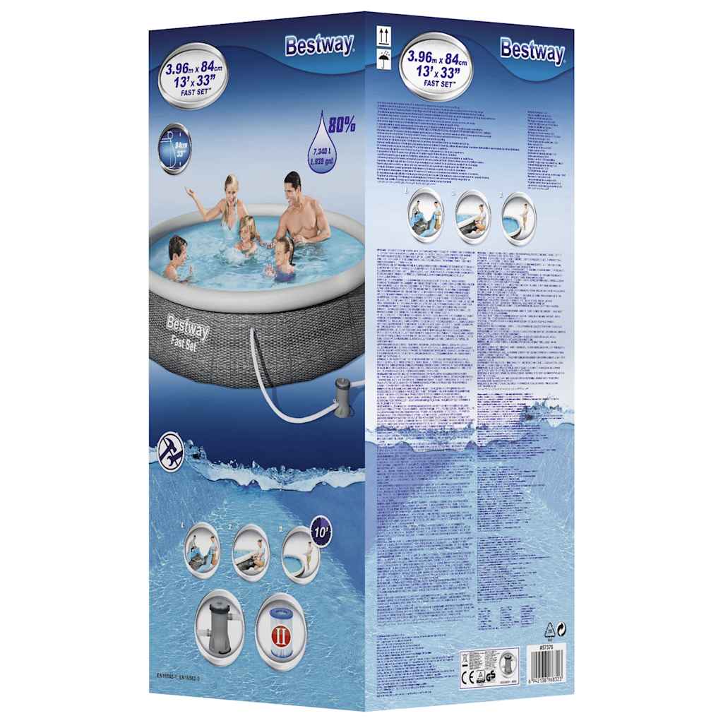 Bestway Fast Set Zwembadset Met Pomp Opblaasbaar 396X84 Cm