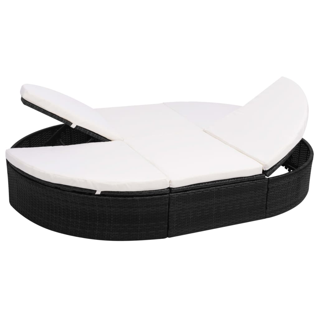 Ligbed Met Kussens 2-Persoons Poly Rattan