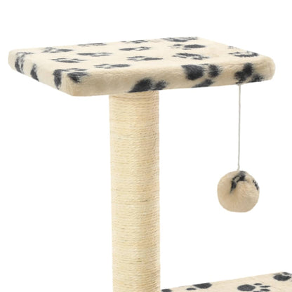 Kattenkrabpaal Met Sisal Krabpalen Pootafdrukken Beige