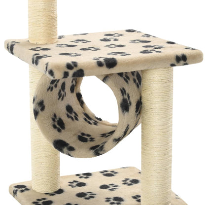 Kattenkrabpaal Met Sisal Krabpalen Pootafdrukken Beige