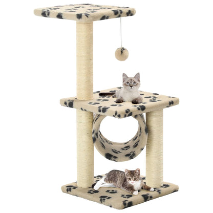 Kattenkrabpaal Met Sisal Krabpalen Pootafdrukken Beige