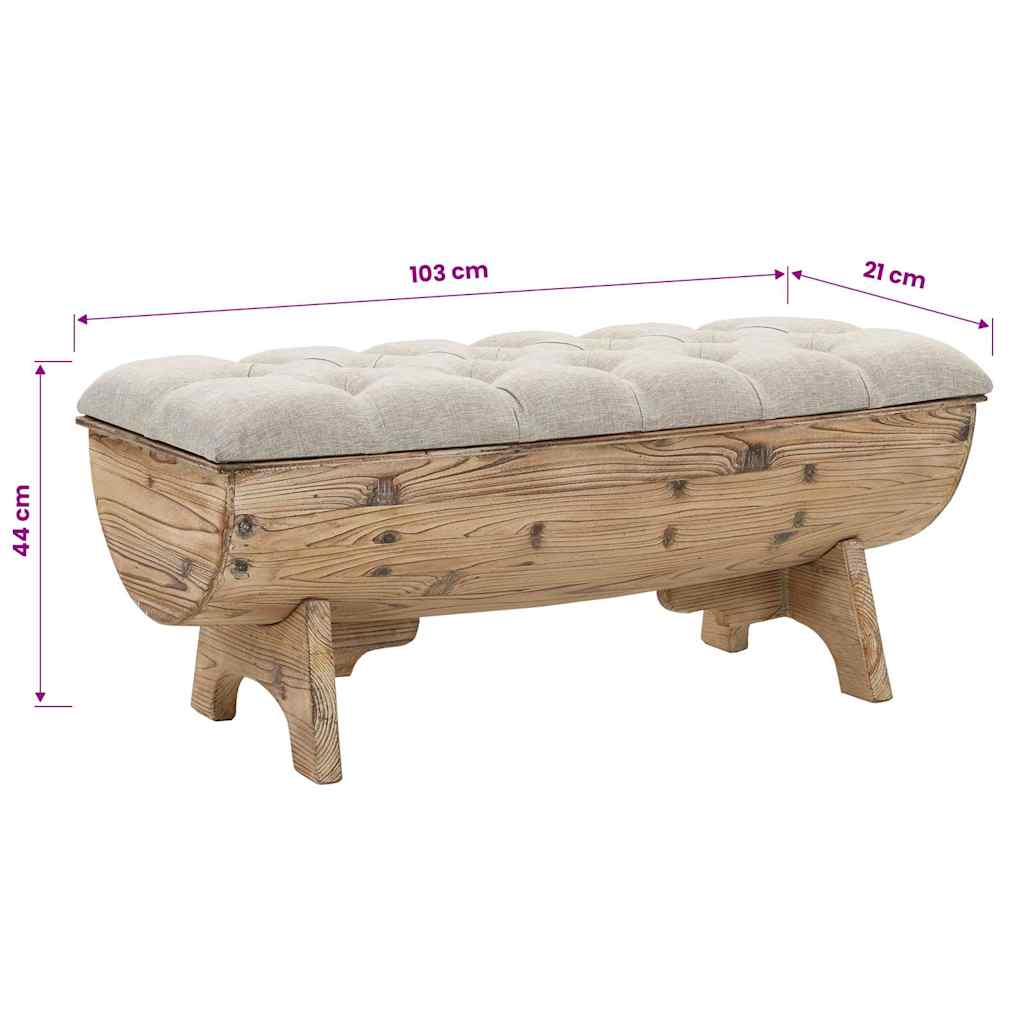 Opbergbankje 103X51X44 Cm Massief Hout En Stof