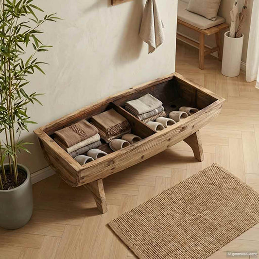 Opbergbankje 103X51X44 Cm Massief Hout En Stof