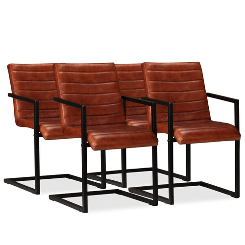 Eetkamerstoelen Echt Leer Bruin