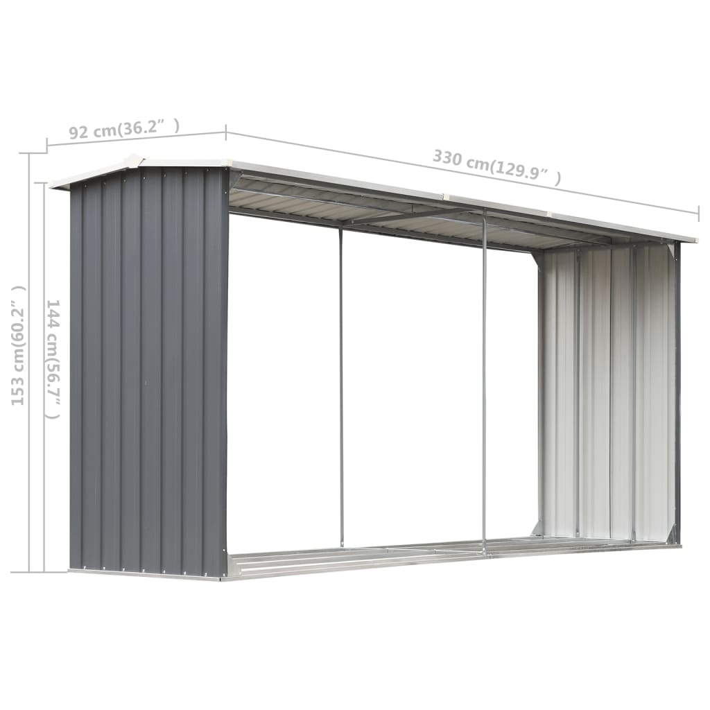 Haardhoutschuur 330X92X153 Cm Gegalvaniseerd Staal