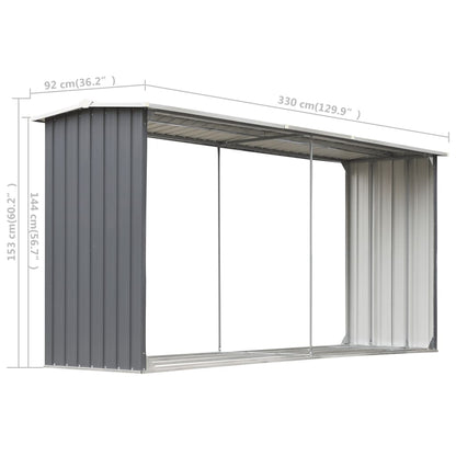 Haardhoutschuur 330X92X153 Cm Gegalvaniseerd Staal