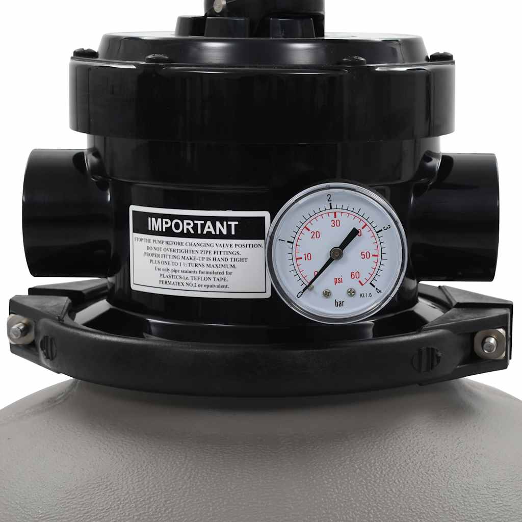 Zwembadzandfilter Met 4-Positie Ventiel 350 Mm Grijs