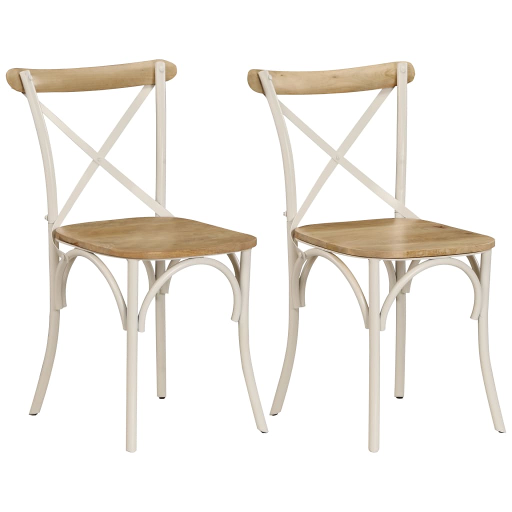 Kruisstoelen Massief Mangohout Wit
