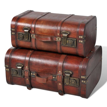 Schatkisten 2 St Vintage-Stijl Hout Bruin Beige En Lichtbruin