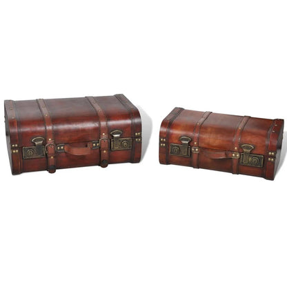Schatkisten 2 St Vintage-Stijl Hout Bruin Beige En Lichtbruin