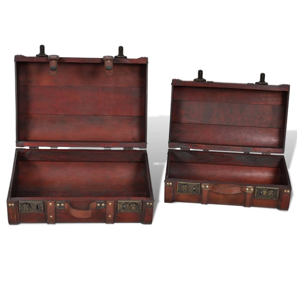 Schatkisten 2 St Vintage-Stijl Hout Bruin Beige En Lichtbruin