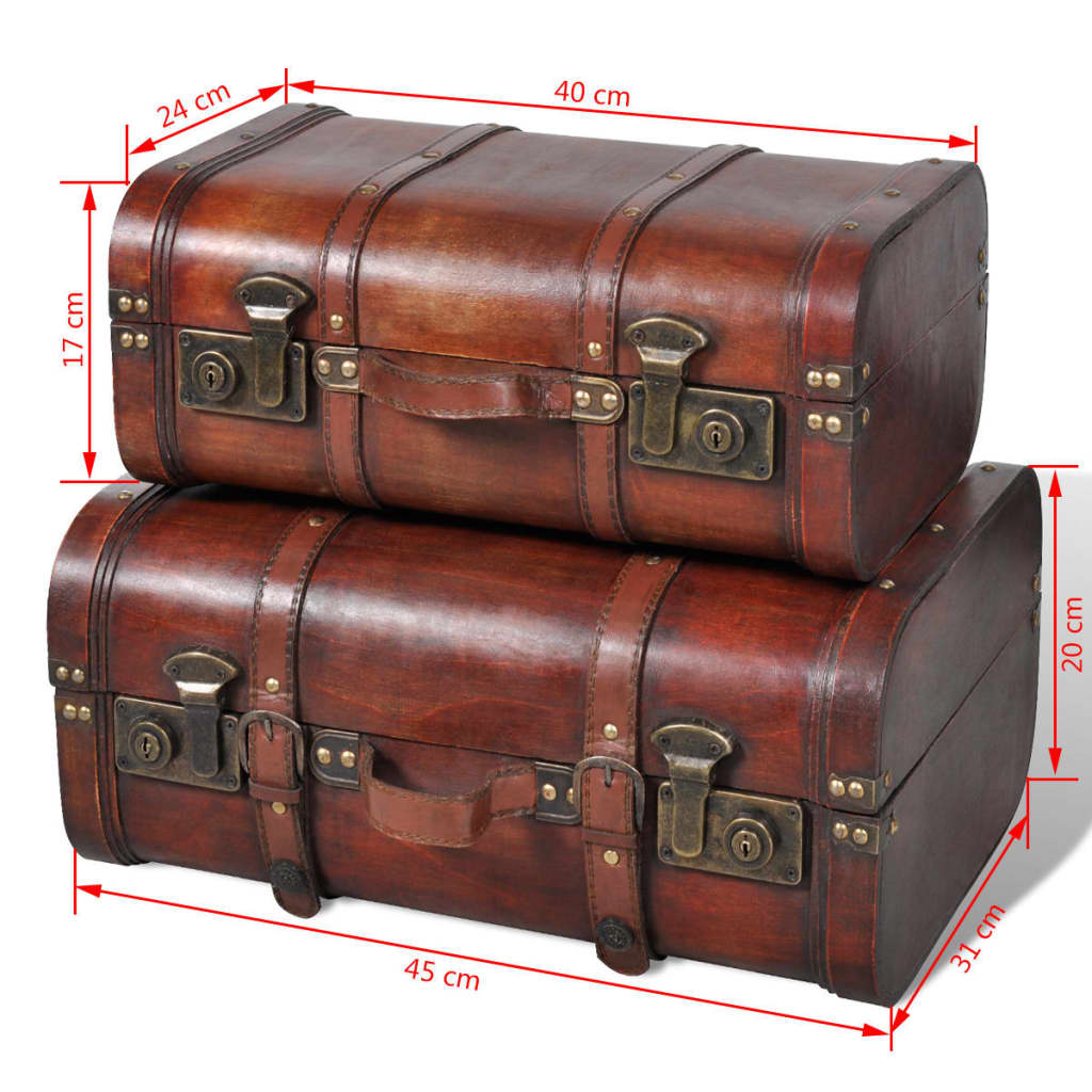 Schatkisten 2 St Vintage-Stijl Hout Bruin Beige En Lichtbruin