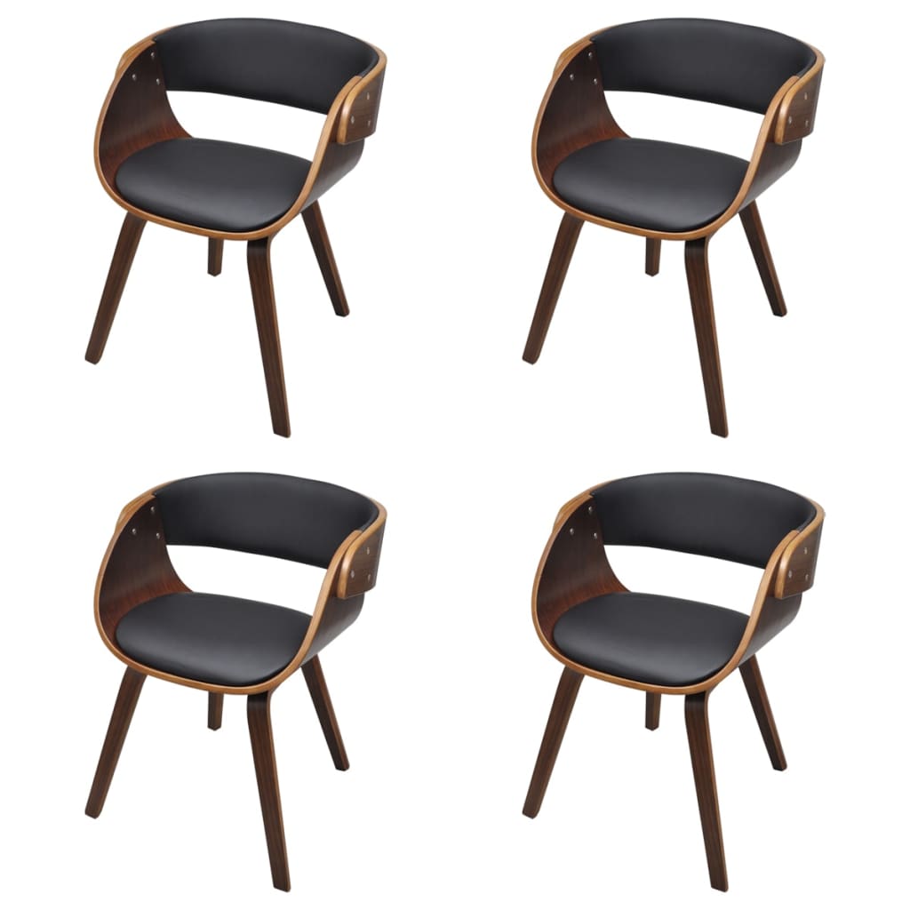 Eetkamerstoelen Gebogen Hout En Kunstleer Bruin
