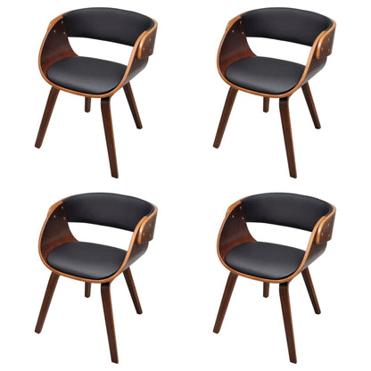 Eetkamerstoelen Gebogen Hout En Kunstleer Bruin