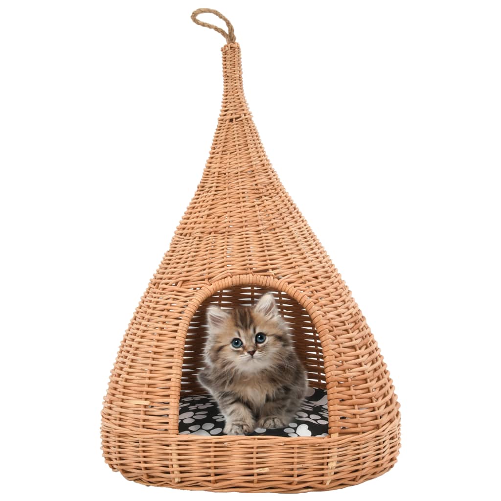 Kattenhuis Met Kussen Tipi 40X60 Cm Natuurlijk Wilgen
