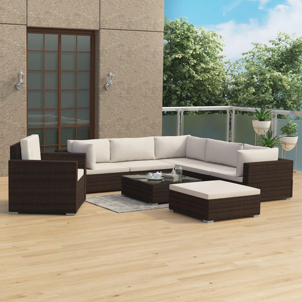 Loungeset Met Kussens Poly Rattan
