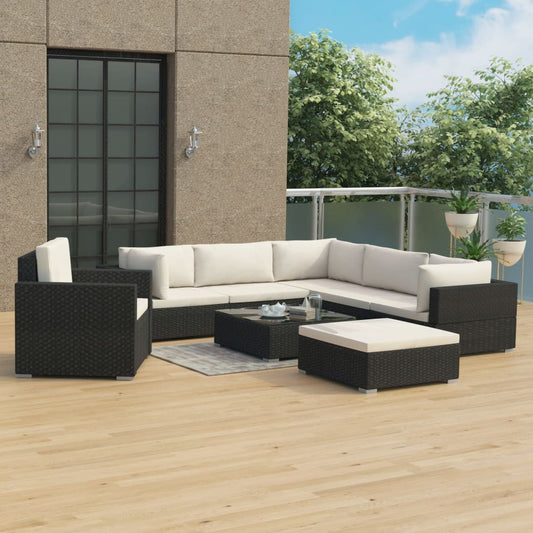 Loungeset Met Kussens Poly Rattan