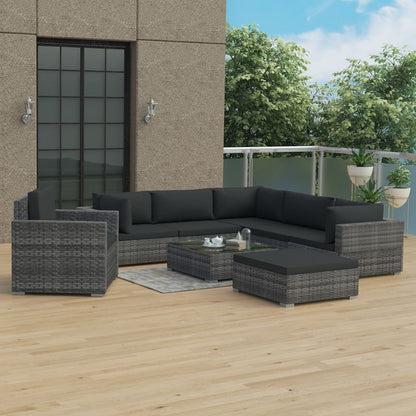 Loungeset Met Kussens Poly Rattan