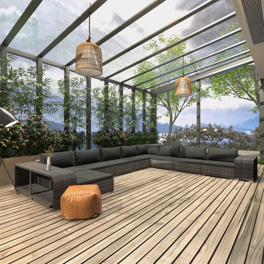 Loungeset Met Kussens Poly Rattan