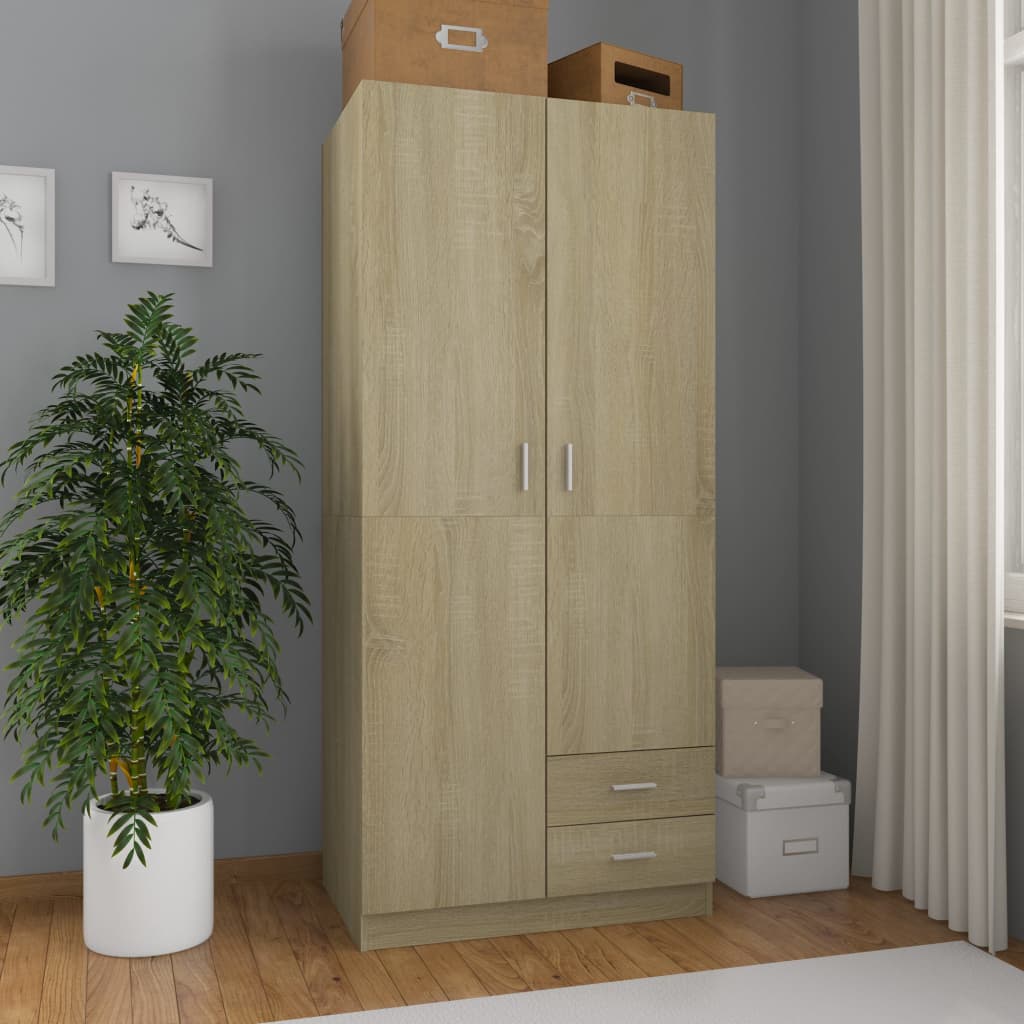 Kledingkast 80X52X180 Cm Bewerkt Hout Kleurig