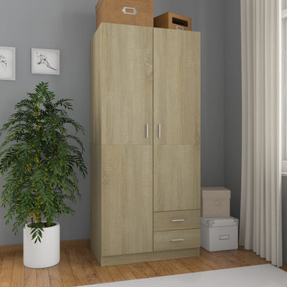 Kledingkast 80X52X180 Cm Bewerkt Hout Kleurig