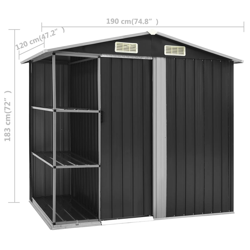 Tuinschuur Met Rek 205X130X183 Cm Ijzer