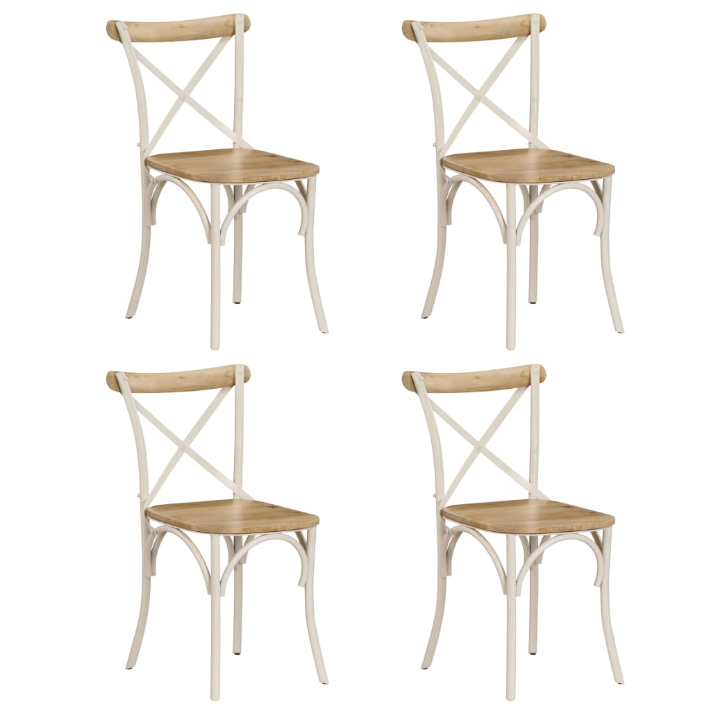 Kruisstoelen Massief Mangohout Wit
