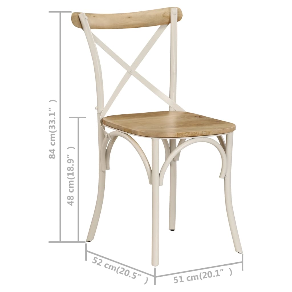 Kruisstoelen Massief Mangohout Wit