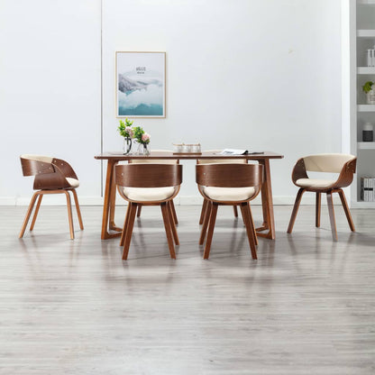 Eetkamerstoelen Gebogen Hout En Kunstleer Bruin