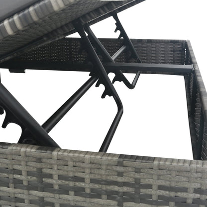 Loungebed Met Parasol Poly Rattan