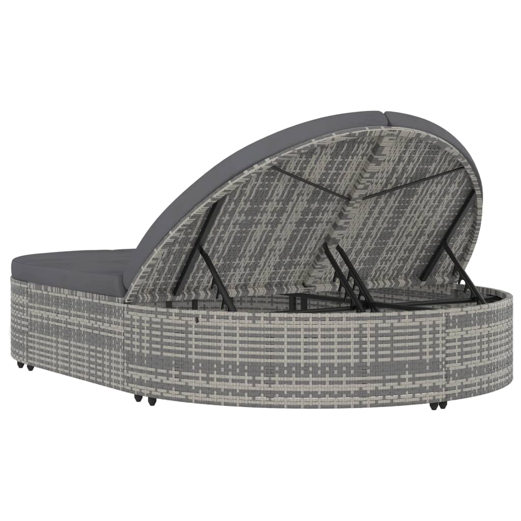 Ligbed Met Kussens 2-Persoons Poly Rattan
