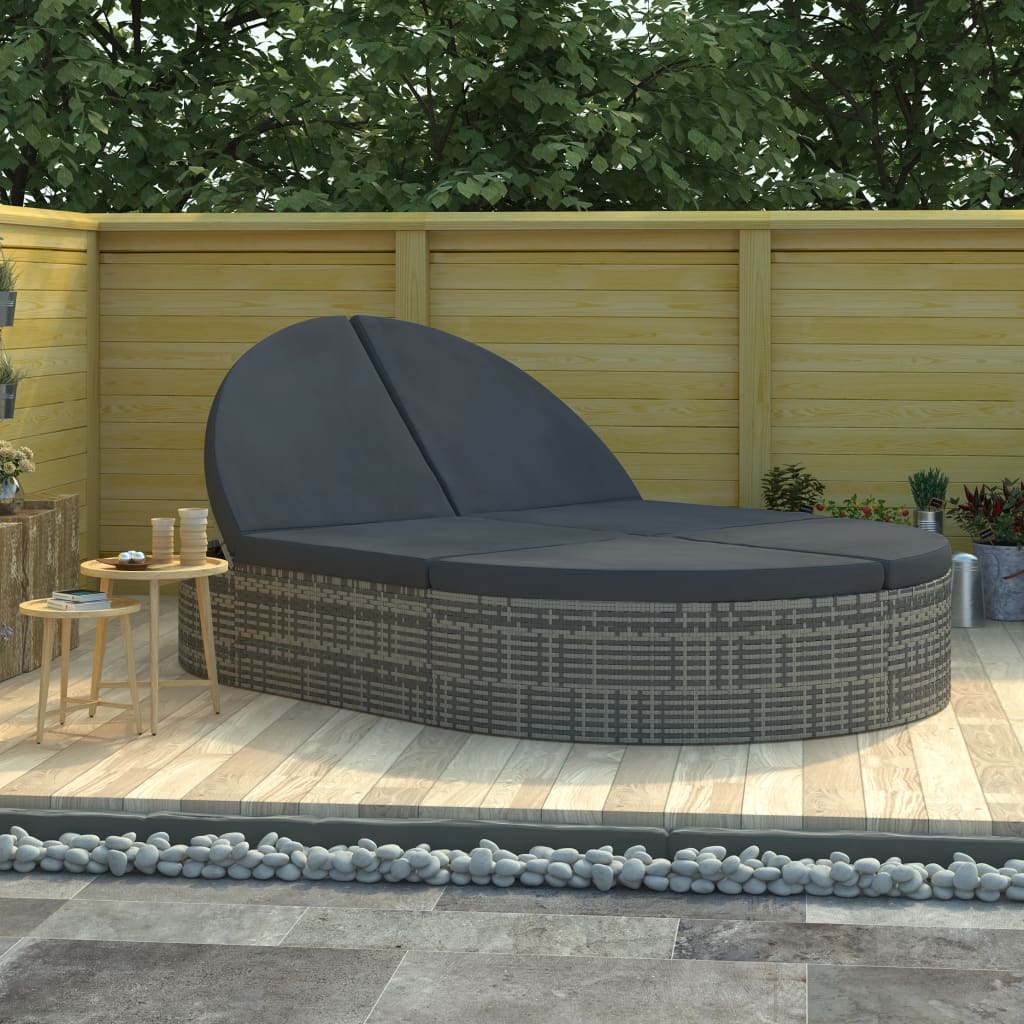 Ligbed Met Kussens 2-Persoons Poly Rattan