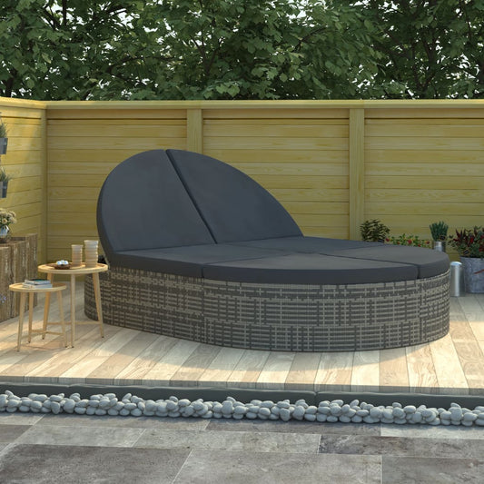 Ligbed Met Kussens 2-Persoons Poly Rattan