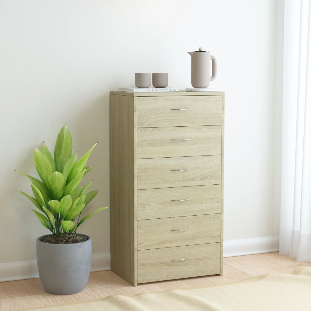 Dressoir Met 6 Lades 50X34X96 Cm Spaanplaat Kleurig