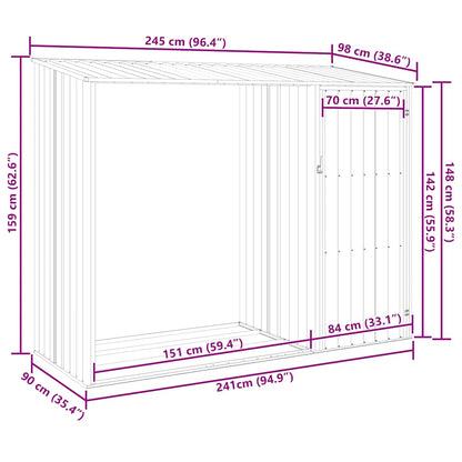 Brandhoutschuur 245X98X159 Cm Gegalvaniseerd Staal