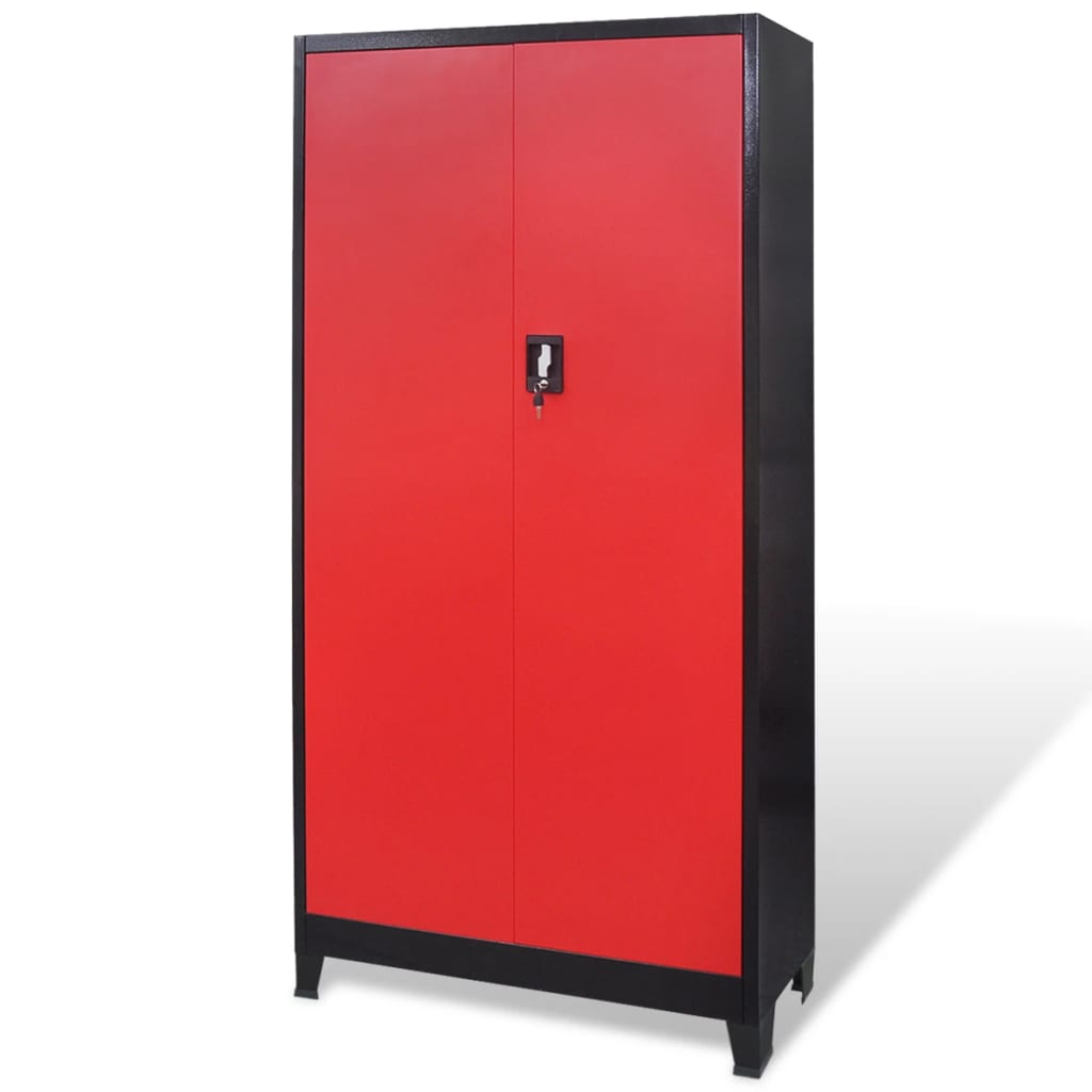 Gereedschapskast Met Kist 90X40X180 Cm Staal Rood En Zwart