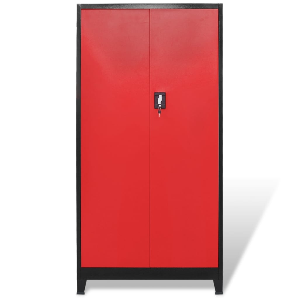 Gereedschapskast Met Kist 90X40X180 Cm Staal Rood En Zwart