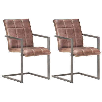 Eetkamerstoelen Echt Leer Bruin