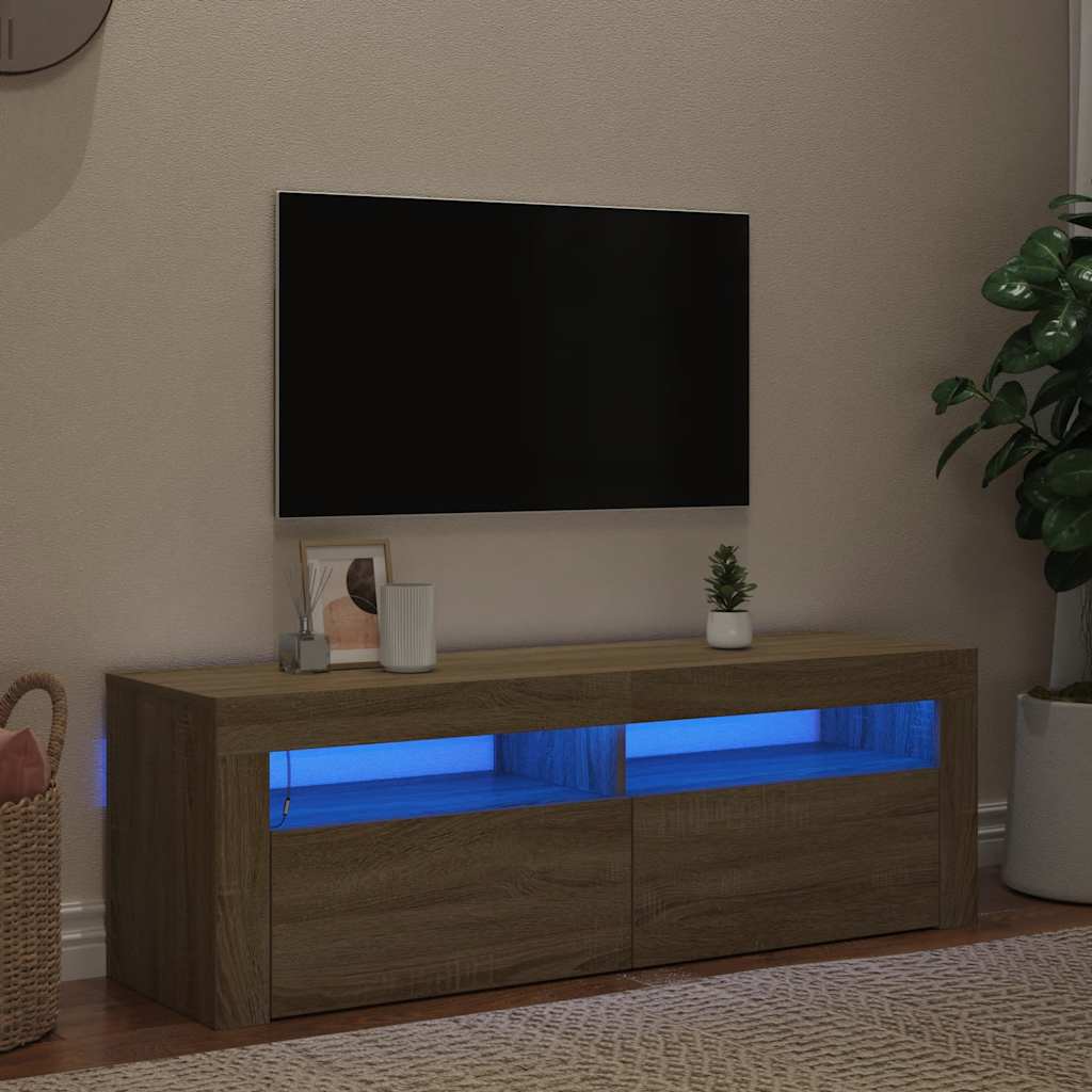 Tv-Meubel Met Led 120X35X40 Cm Bewerkt Hout