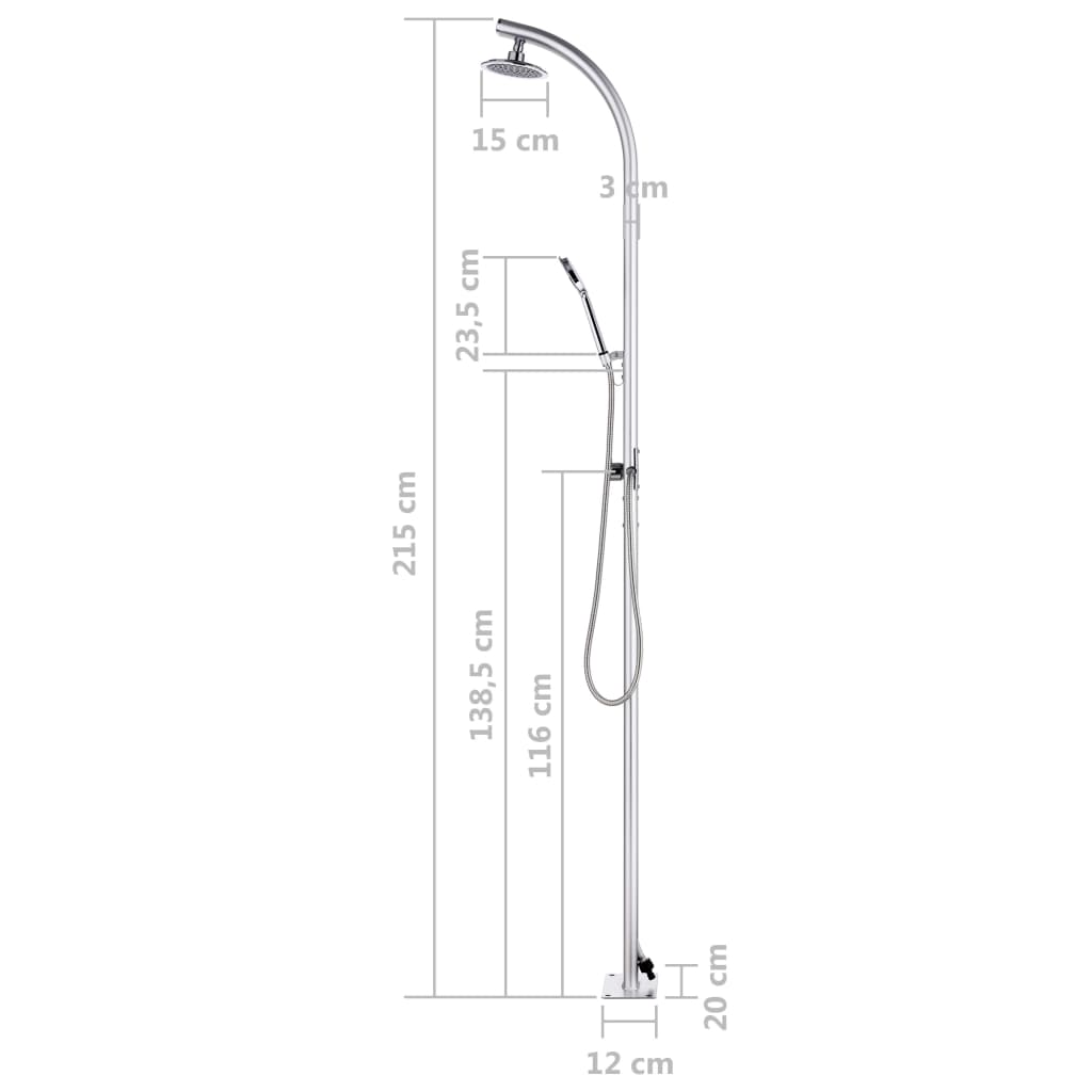 Buitendouche 215 Cm Aluminium
