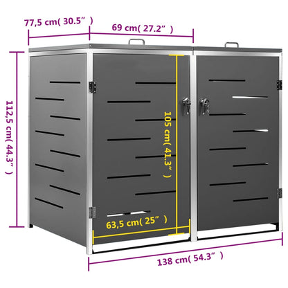 Containerberging Dubbel 138X77,5X112,5 Cm Roestvrij Staal