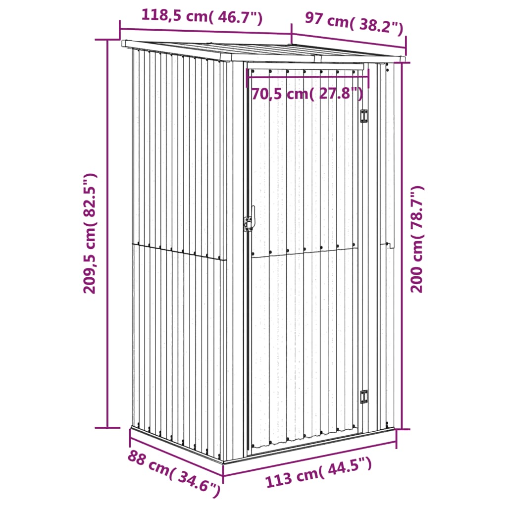 Tuinhuis 118,5X97X209,5 Cm Gegalvaniseerd Staal
