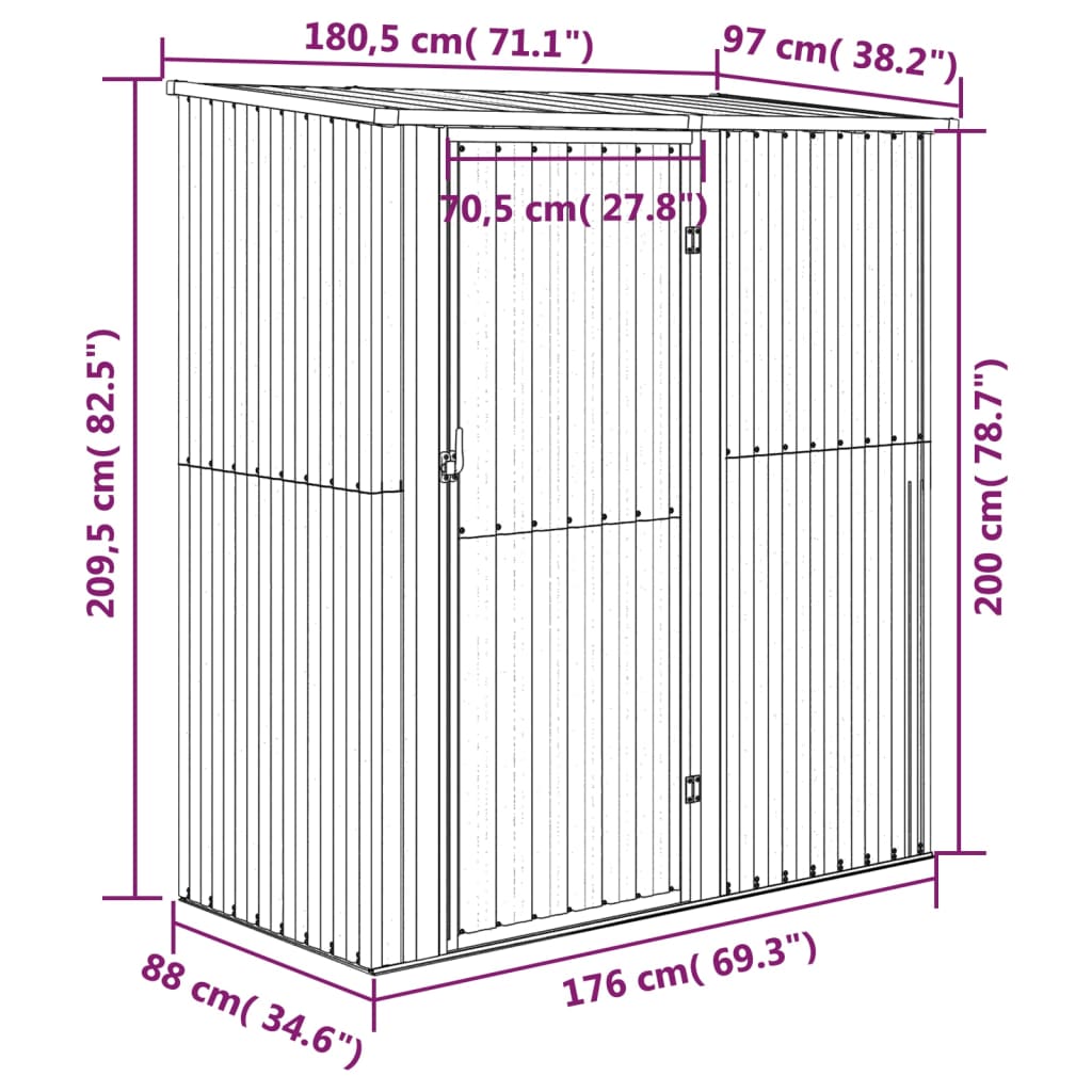 Tuinhuis 180,5X97X209,5 Cm Gegalvaniseerd Staal
