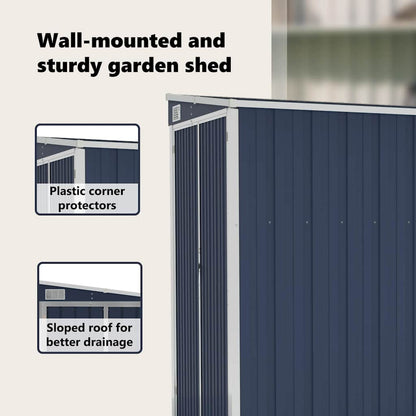 Tuinschuur Wandmontage 118X194X178 Cm Staal Antracietkleurig