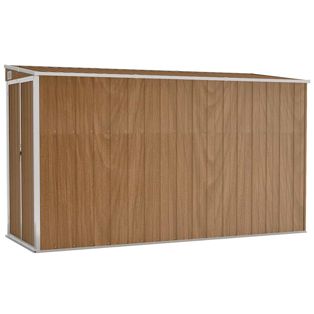 Tuinhuis Aan De Muur 118X288X178 Cm Gegalvaniseerd Staal Bruin