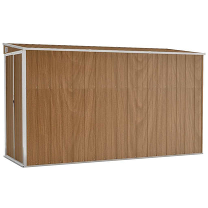Tuinhuis Aan De Muur 118X288X178 Cm Gegalvaniseerd Staal Bruin