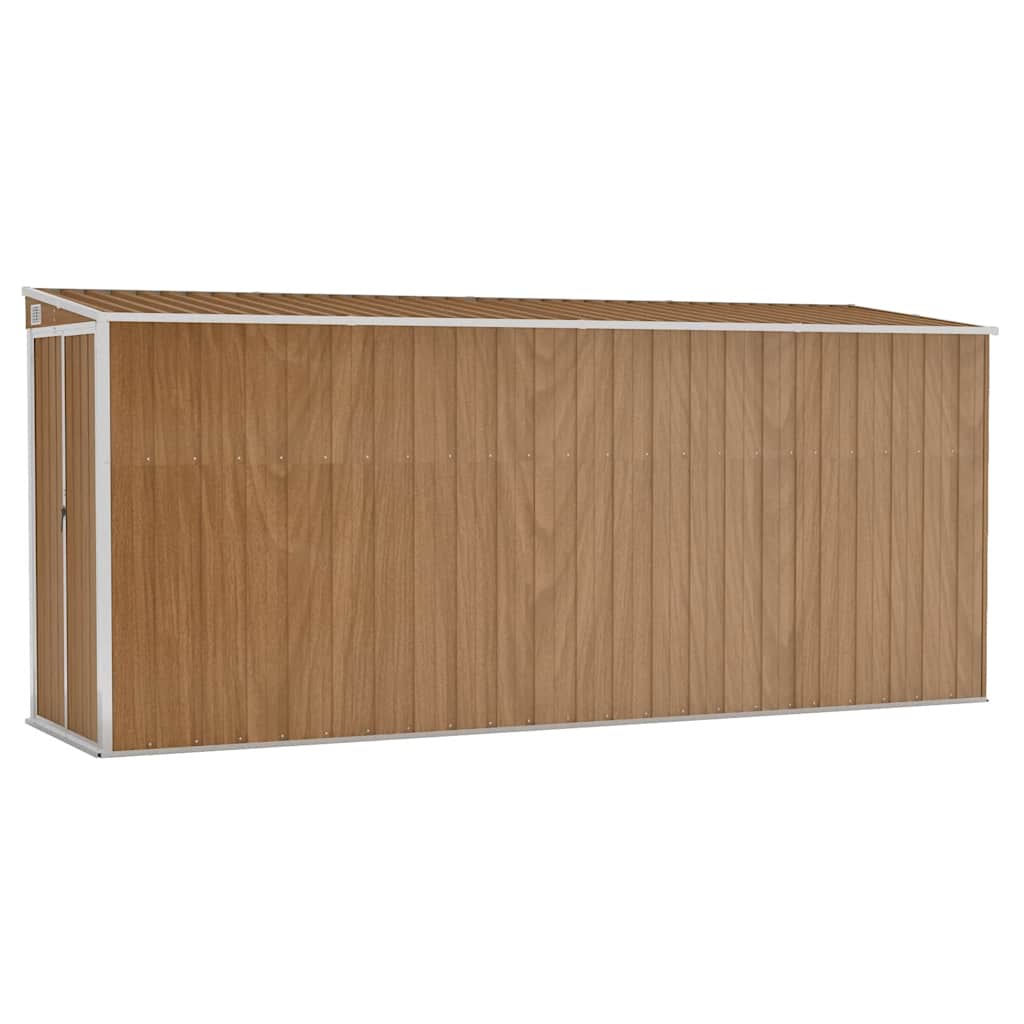 Tuinhuis Aan De Muur 118X382X178 Cm Gegalvaniseerd Staal Bruin