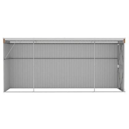 Tuinhuis Aan De Muur 118X382X178 Cm Gegalvaniseerd Staal Bruin