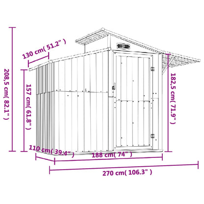 Tuinschuur 270X130X208,5 Cm Gegalvaniseerd Staal